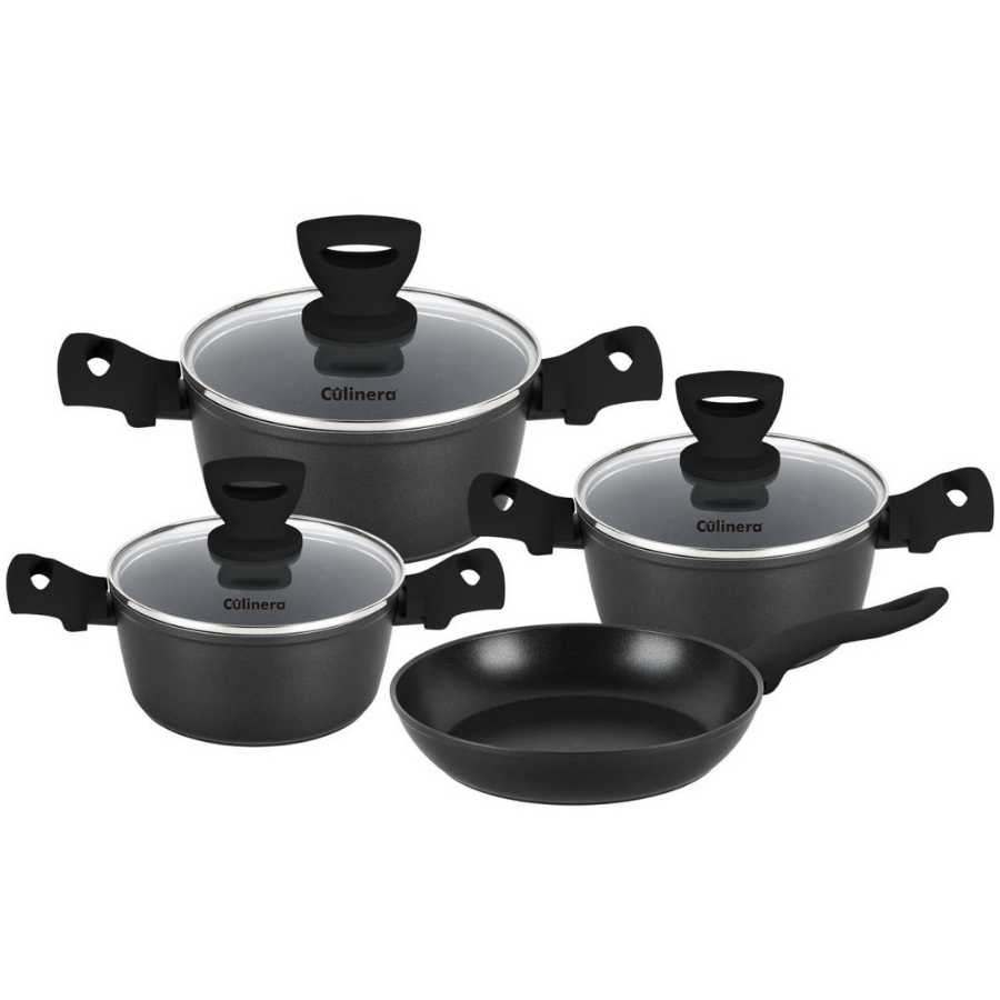 סט סירים 7 חלקים 18/22/26 ס"מ ומחבת 22 שחור - דגם COMFORT - Y.C.035034