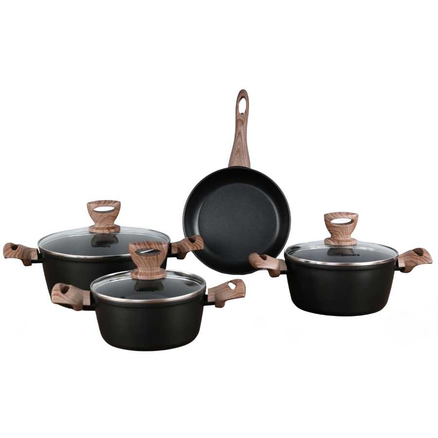 סט סירים 7 חלקים 18/22/26 ס"מ ומחבת 22 ידיות עץ - דגם COMFORT - Y.C.035027