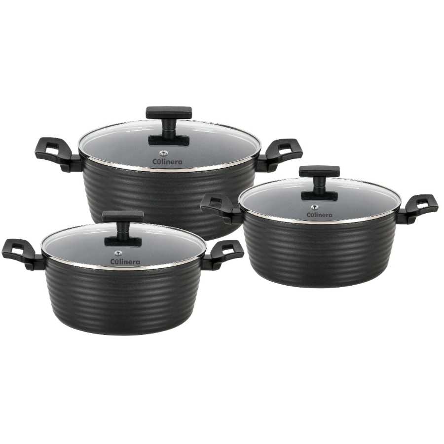 סט סירים 6 חלקים - 20/24/28 ס"מ שחור - דגם AYLA - Y.C.035003