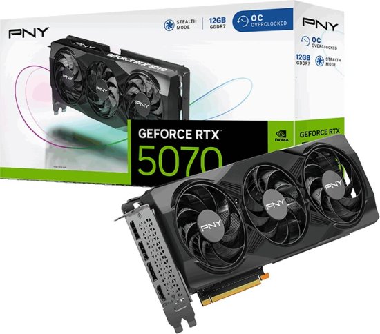  כרטיס מסך PNY GeForce RTX5070-12G OC Gaming Triple Fan DLSS4 VCG507012TFXPB1 12GB DDR7 192bit DP HDMI