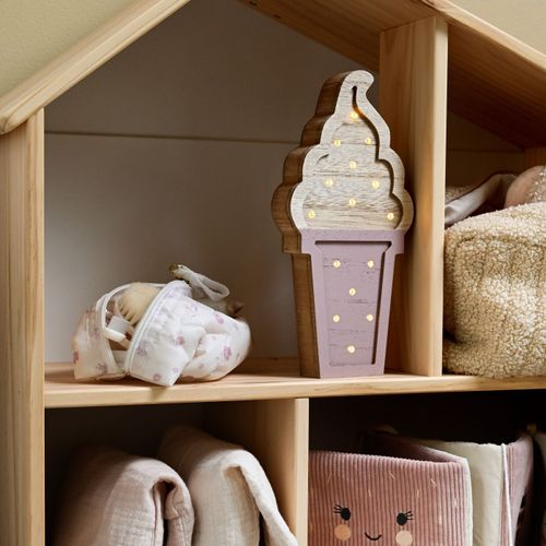 מנורת קיר / שידה מעוצבת מעץ - גביע גלידה