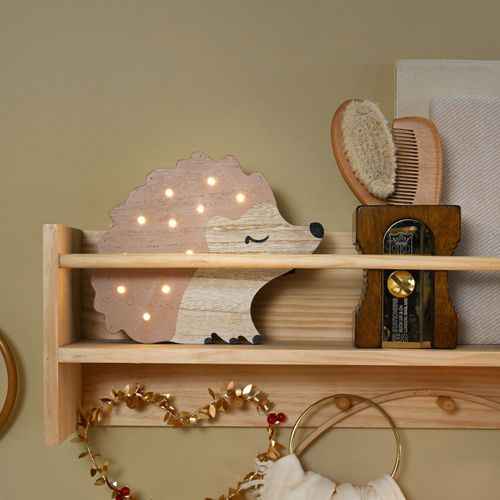 מנורת קיר / שידה מעוצבת מעץ - קיפוד