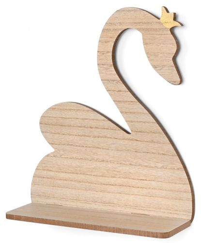 מדף קיר מעוצב מעץ - ברבור