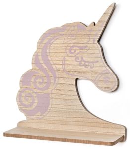 מדף קיר מעוצב מעץ - חד קרן