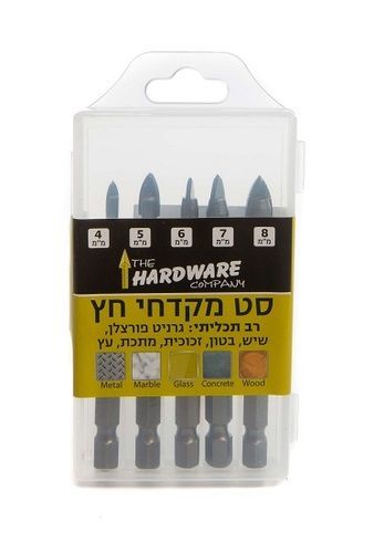 סט 5 מקדחי חץ רב תכליתיים 2 להבים למברגה
