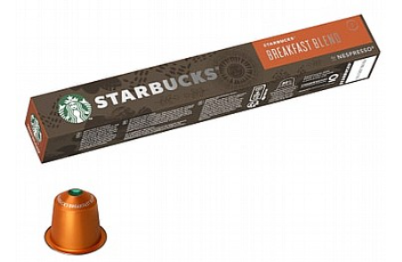 10 קפסולות קפה Starbucks אלומיניום תערובת בוקר - BREAKFAST BLEND - חוזק 7 נספרסו