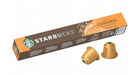 10 קפסולות קפה Starbucks אלומיניום קרמל - Smooth Caramel - חוזק 5 נספרסו