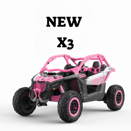רכב שטח ממונע לילדים קאן אם מאבריק Can-Am Maverick X3 24V ענק - צבע ורוד בייבי