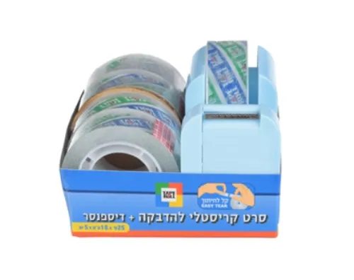 סלוטייפ שקוף - 5 יח' כולל דיספנר