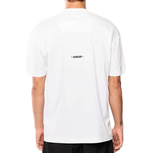 חולצה AINKER מידות XS-XXL לגברים בגוון לבן עם לוגו מרכזי