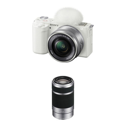 מצלמה Sony ZV-E10 Double Kit 16-50mm + 55-210mm (White)