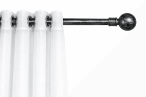 מוט לתליית וילון - 19 מ"מ - שחור מוברש כסף סיומת כדור