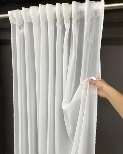 וילון בד קרפ חצי שקוף השחלה אחורית למוט - נדין לבן