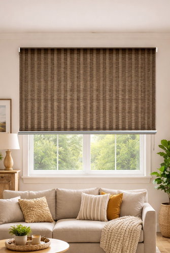 וילון גלילה טבעי / דמוי קש - פסים 2