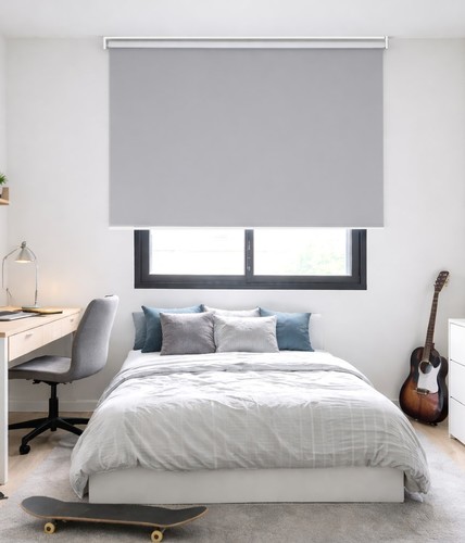 וילון גלילה האפלה אפור - כולל פרופיל עליון