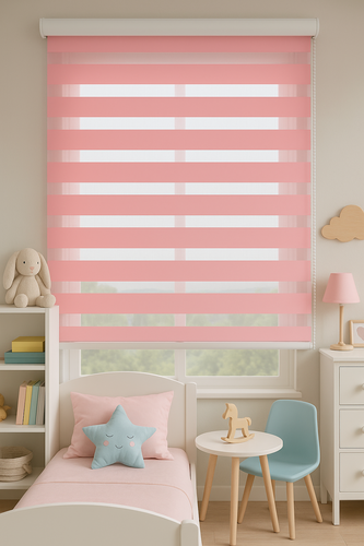 וילון גלילה זברה - ורוד