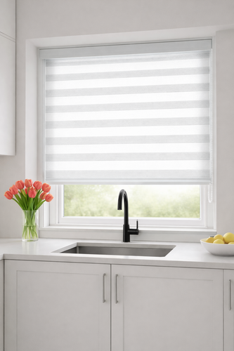 וילון גלילה זברה Decorel פרימיום - לבן