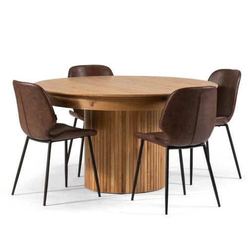 HERMON SET | סט פינת אוכל עגולה נפתחת עד 340 ס״מ דגם חרמון כולל 4 כיסאות מרופדים