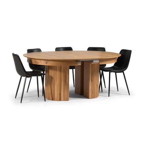 HERMON SET | סט פינת אוכל עגולה נפתחת עד 340 ס״מ דגם חרמון כולל 4 כיסאות מרופדים