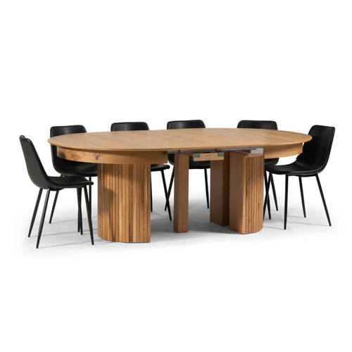 HERMON SET | סט פינת אוכל עגולה נפתחת עד 340 ס״מ דגם חרמון כולל 4 כיסאות מרופדים
