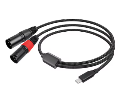 כבל 2 יציאות USB C to XLR זכר לזכר באורך 3 מטר