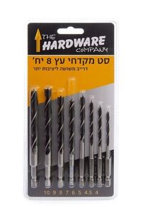 סט 8 מקדחי עץ קנה משושה למברגה