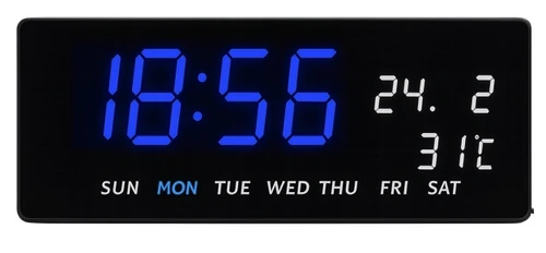 שעון קיר דיגיטלי 16X36 ס“מ - כחול