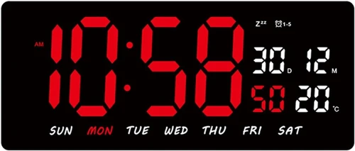 שעון קיר דיגיטלי 16X36 ס“מ - אדום