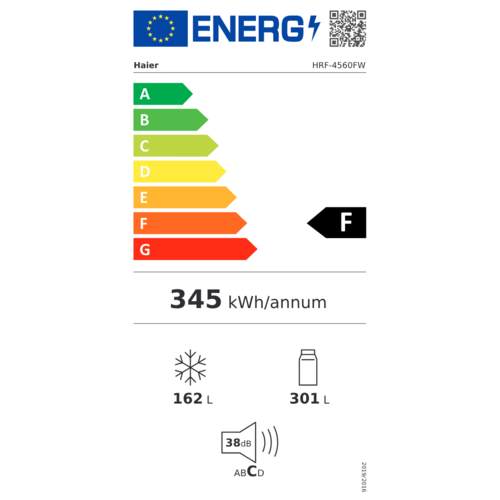 מקרר ‏4 דלתות Haier האייר HRF-4560FB זכוכית שחורה
