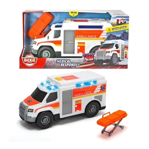 אמבולנס 30 ס''מ אורקלי צבע לבן עם אלונקה - DICKIE TOYS