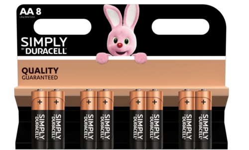 8 סוללות AA אלקליין Duracell Simply