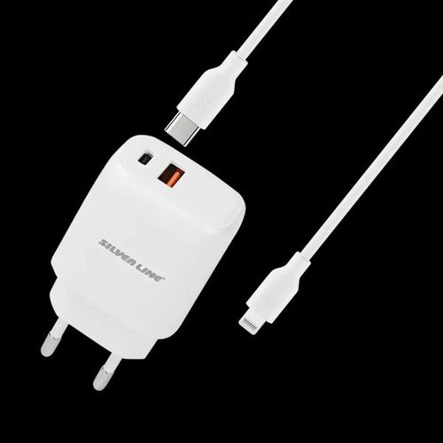 מטען קיר 25W עם כבל lightning דגם MWC25PQ מבית SILVER LINE