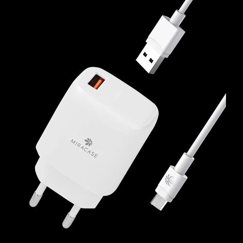 מטען קיר דגם MWC18Q הכולל כבל MICRO USB בצבע לבן מבית MIRACASE