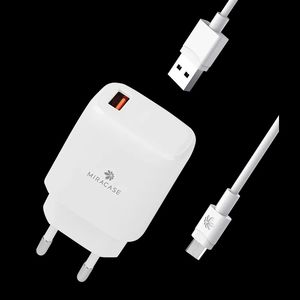 מטען קיר דגם MWC18Q הכולל כבל MICRO USB בצבע לבן מבית MIRACASE