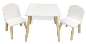 סט שולחן ו 2 כסאות מעץ לילדים - לבן