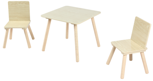 סט שולחן ו 2 כסאות מעץ לילדים - עץ טבעי