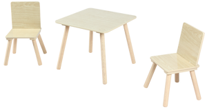 סט שולחן ו 2 כסאות מעץ לילדים - עץ טבעי
