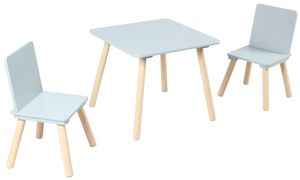 סט שולחן ו 2 כסאות מעץ לילדים - תכלת בהיר