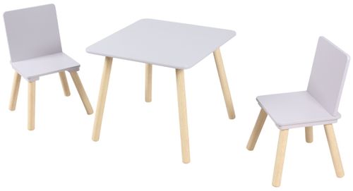 סט שולחן ו 2 כסאות מעץ לילדים - סגול