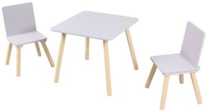 סט שולחן ו 2 כסאות מעץ לילדים - סגול