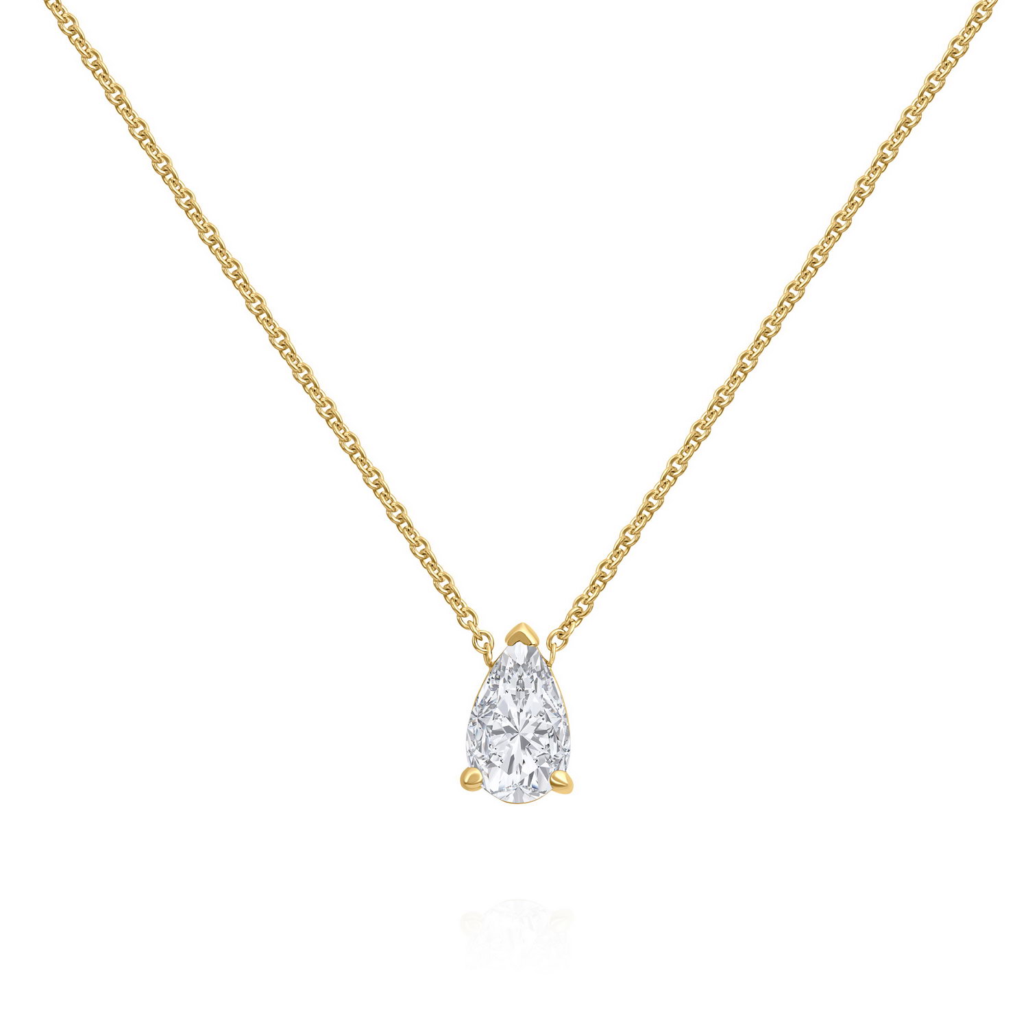 שרשרת ותליון יהלום טיפה 1.0ct זהב 14K