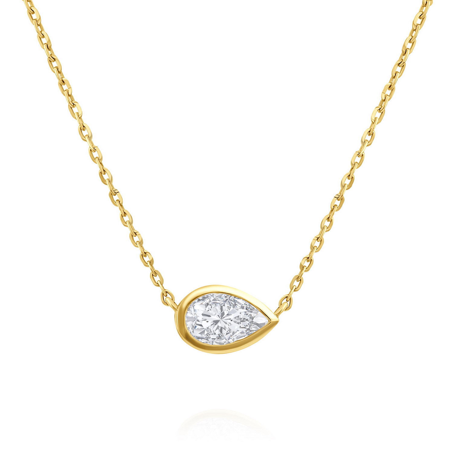 שרשרת ותליון יהלום טיפה 1.0ct זהב 14K