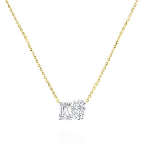שרשרת ותליון עם שני יהלומים 2.0CT זהב 14K