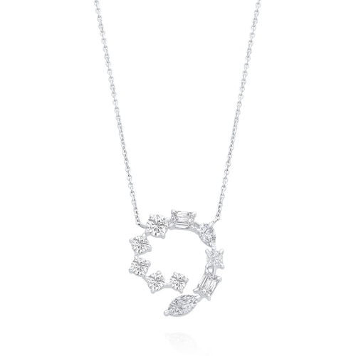 שרשרת ותליון מעגל יהלומים 1.60CT זהב 14K