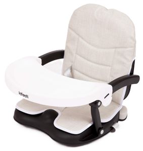 מושב הגבהה לתינוק גוסטו מתקפל עם מגש וריפוד שליף ורחיץ - שחור/לבן