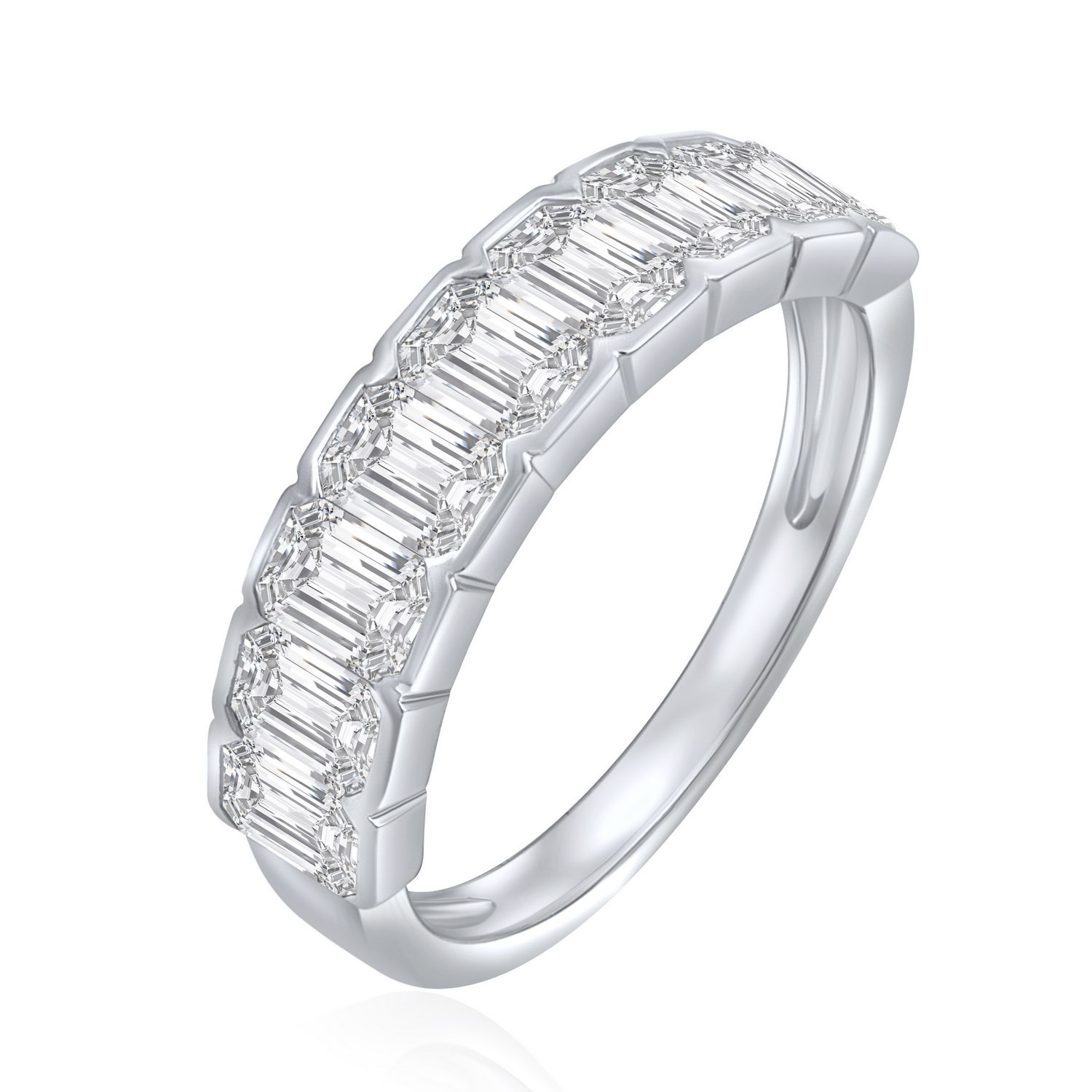 טבעת שורת יהלומים מלבניים 2.15CT זהב 14K