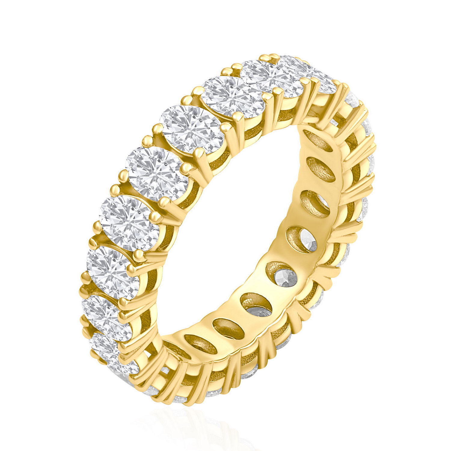 טבעת איטרניטי יהלומים אובליים 3.93CT זהב 14K