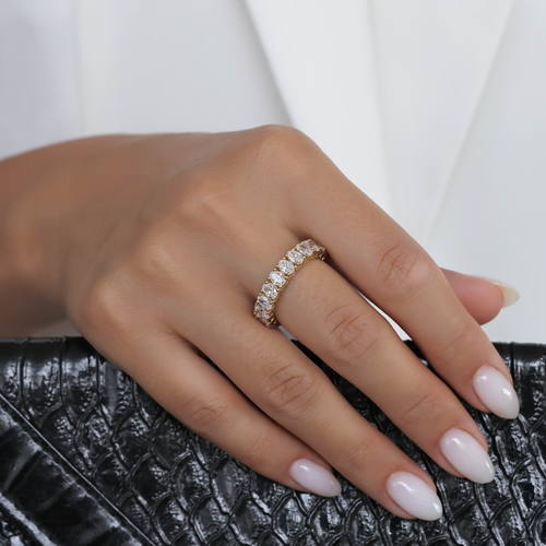 טבעת איטרניטי יהלומים אובליים 3.93CT זהב 14K