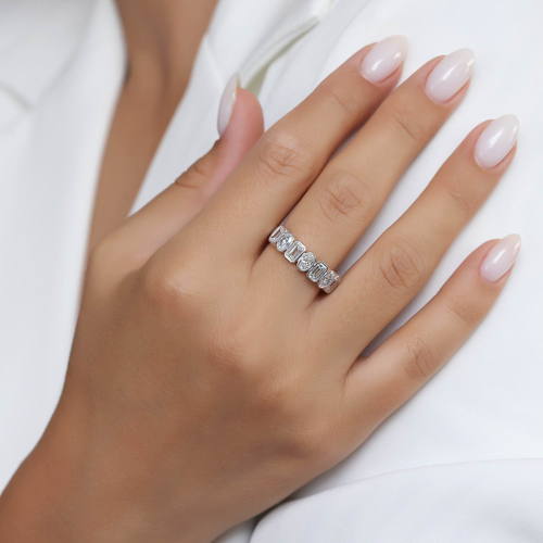 טבעת יהלומים מלבניים ואובליים 1.92CT זהב 14K