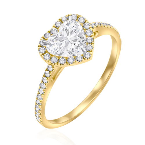 טבעת לב יהלומים 1.29CT זהב 14K